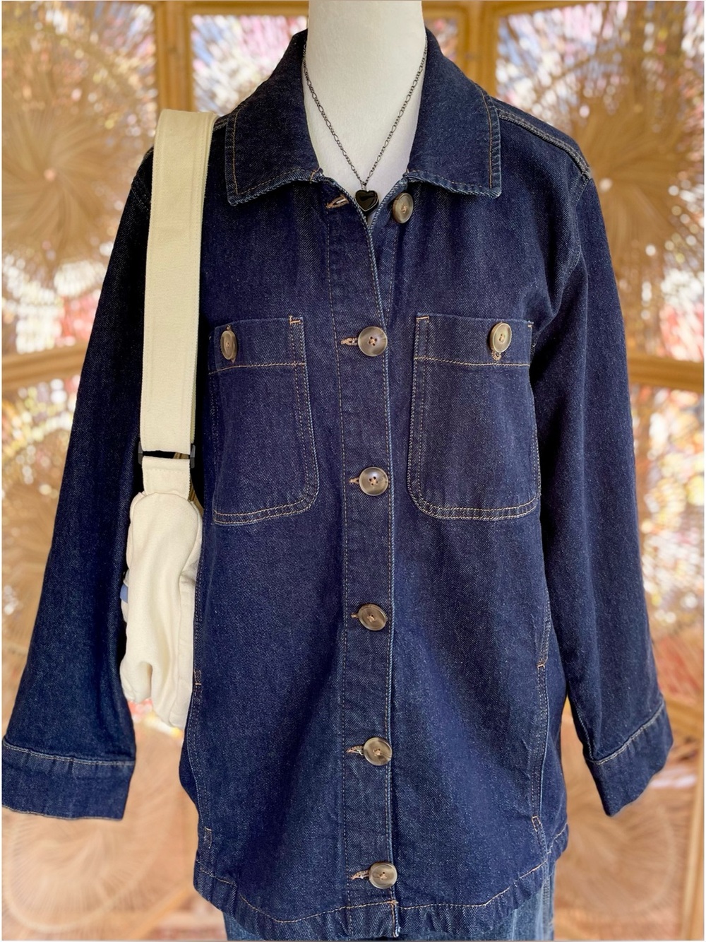St. John’s Bay Classic Dark Wash Denim Jacket Button Front Women’s XL